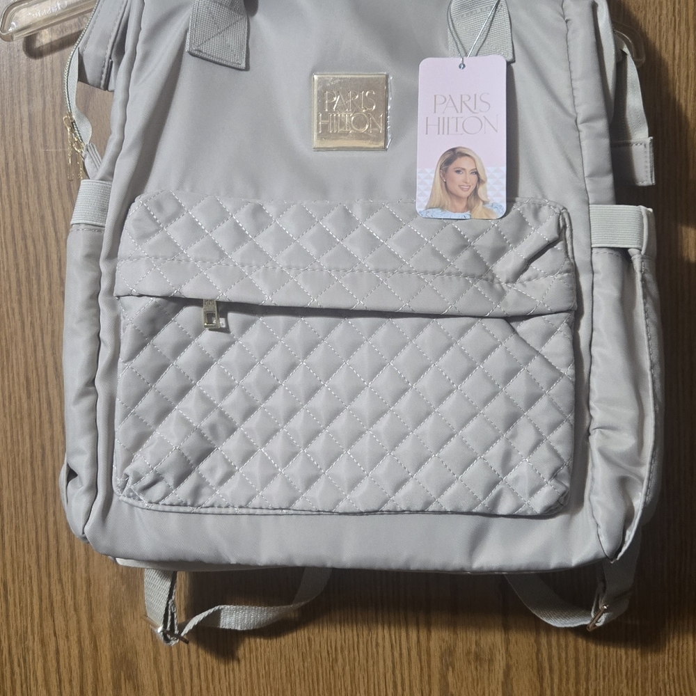 Paris Hilton Quilted Laptop Backpack with Gold Accent - Picture 4 of 12